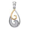 Image 1 : Sterling Silver Round Diamond 2-stone Teardrop Pendant 1/20 Cttw