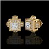 Image 2 : 1.73 ctw Princess VS/SI Diamond Micro Pave Stud Earrings 18K Yellow Gold
