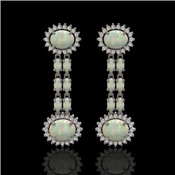 6.73 ctw Opal & Diamond Earrings 14K White Gold