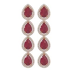 16.01 ctw Ruby & Diamond Micro Pave Halo Earrings 10K Rose Gold