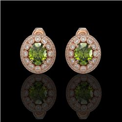 8.04 ctw Tourmaline & Diamond Victorian Earrings 14K Rose Gold