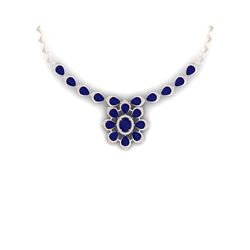 30.70 ctw Sapphire & VS Diamond Necklace 18K Rose Gold