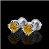 Image 1 : 1.07 ctw Intense Fancy Yellow Diamond Art Deco Earrings 18K White Gold