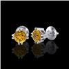 Image 2 : 1.07 ctw Intense Fancy Yellow Diamond Art Deco Earrings 18K White Gold