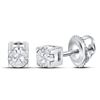 Image 1 : Sterling Silver Round Diamond Solitaire Screwback Earrings 1/20 Cttw