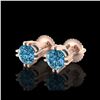 Image 1 : 1.07 ctw Fancy Intense Blue Diamond Art Deco Earrings 18K Rose Gold
