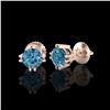 Image 2 : 1.07 ctw Fancy Intense Blue Diamond Art Deco Earrings 18K Rose Gold