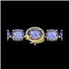 Image 1 : 75 ctw Tanzanite & Micro VS/SI Diamond Bracelet 14K Yellow Gold