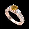 Image 1 : 2.07 ctw Intense Fancy Yellow Diamond Art Deco Ring 18K Rose Gold