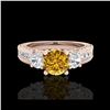 Image 2 : 2.07 ctw Intense Fancy Yellow Diamond Art Deco Ring 18K Rose Gold