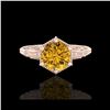 Image 2 : 1.17 ctw Intense Fancy Yellow Diamond Art Deco Ring 18K Rose Gold