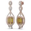 Image 2 : 12.86 ctw Canary Citrine & Diamond Earrings 18K Rose Gold