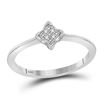 Image 1 : Sterling Silver Round Diamond Simple Square Cluster Ring .01 Cttw
