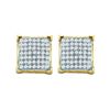 Image 1 : 10kt Yellow Gold Round Diamond Square Cluster Earrings 1/6 Cttw