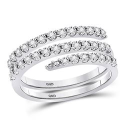 Sterling Silver Round Diamond Triple Strand Wrap Band Ring 1/10 Cttw