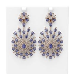 33.19 ctw Tanzanite & Diamond Earrings 18K Rose Gold