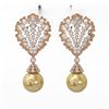 Image 2 : 4.5 ctw Diamond and Pearl Earrings 18K Rose Gold