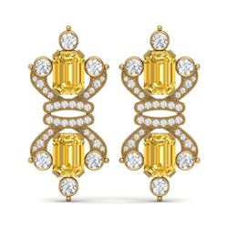 25.35 ctw Canary Citrine & VS Diamond Earrings 18K Yellow Gold