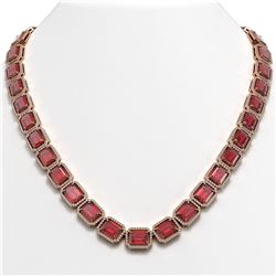 80.32 ctw Tourmaline & Diamond Micro Pave Halo Necklace 10K Rose Gold