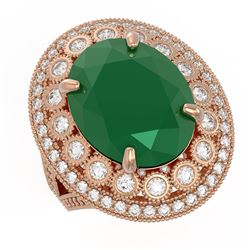 13.85 ctw Certified Emerald & Diamond Victorian Ring 14K Rose Gold