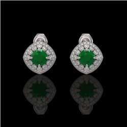 4.99 ctw Certified Emerald & Diamond Victorian Earrings 14K White Gold