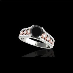 1.45 ctw Certified VS Black Diamond Solitaire Ring 10K White & Rose Gold