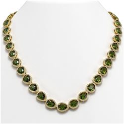 41.6 ctw Tourmaline & Diamond Micro Pave Halo Necklace 10K Yellow Gold