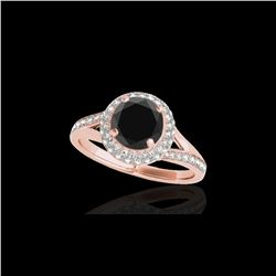 1.6 ctw Certified VS Black Diamond Solitaire Halo Ring 10K Rose Gold