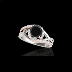 1.55 ctw Certified VS Black Diamond Bypass Solitaire Ring 10K White & Rose Gold