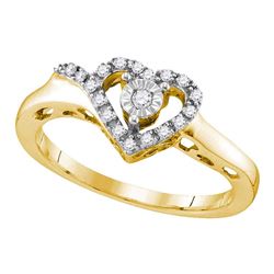 Yellow-tone Sterling Silver Round Diamond Heart Ring 1/10 Cttw