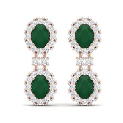 8.98 ctw Emerald & VS Diamond Earrings 18K Rose Gold