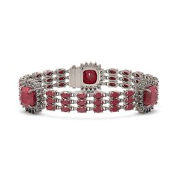 39.16 ctw Ruby & Diamond Bracelet 14K White Gold