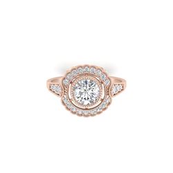 1.55 ctw Certified VS/SI Diamond Art Deco Ring 18K Rose Gold
