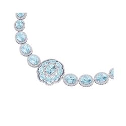 52.67 ctw Sky Topaz & VS Diamond Necklace 18K White Gold