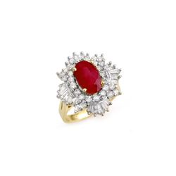 4.70 ctw Ruby & Diamond Ring 14K Yellow Gold