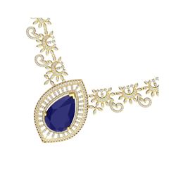 65.75 ctw Sapphire & VS Diamond Necklace 18K Yellow Gold