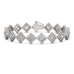 13.5 ctw Princess Cut Diamond Micro Pave Bracelet 18K White Gold