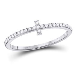 10kt White Gold Round Diamond Cross Stackable Band Ring 1/6 Cttw