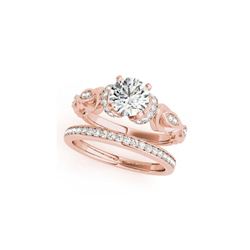 1.15 ctw Certified VS/SI Diamond 2pc Wedding Set Antique 14K Rose Gold