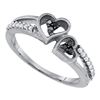 Image 1 : Sterling Silver Round Black Color Enhanced Diamond Double Heart Ring 1/5 Cttw