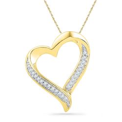 10kt Yellow Gold Round Diamond Heart Pendant 1/10 Cttw