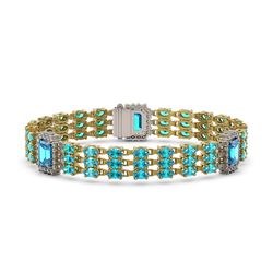 27.1 ctw Swiss Topaz & Diamond Bracelet 14K Yellow Gold