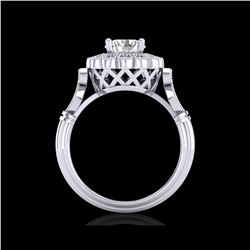 1.2 ctw VS/SI Diamond Solitaire Art Deco Ring 18K White Gold