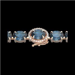 19.25 ctw London Blue Topaz & VS/SI Diamond Micro Bracelet 14K Rose Gold