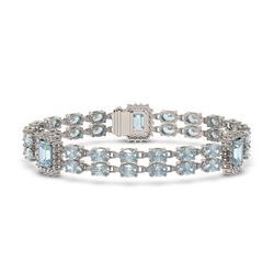 15.45 ctw Aquamarine & Diamond Bracelet 14K White Gold