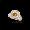 Image 1 : 2 ctw Certified SI/I Fancy Intense Yellow Diamond Halo Ring 10K Rose Gold