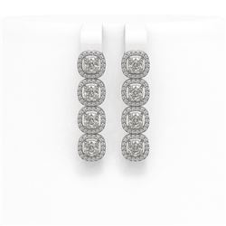 4.52 ctw Cushion Cut Diamond Micro Pave Earrings 18K White Gold