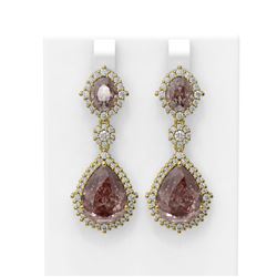 28.56 ctw Morganite & Diamond Earrings 18K Yellow Gold