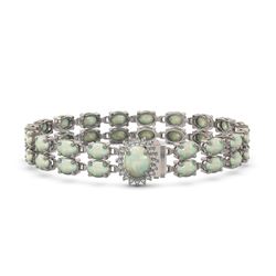17.42 ctw Opal & Diamond Bracelet 14K White Gold