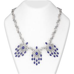 39.62 ctw Sapphire & Diamond Necklace 18K White Gold